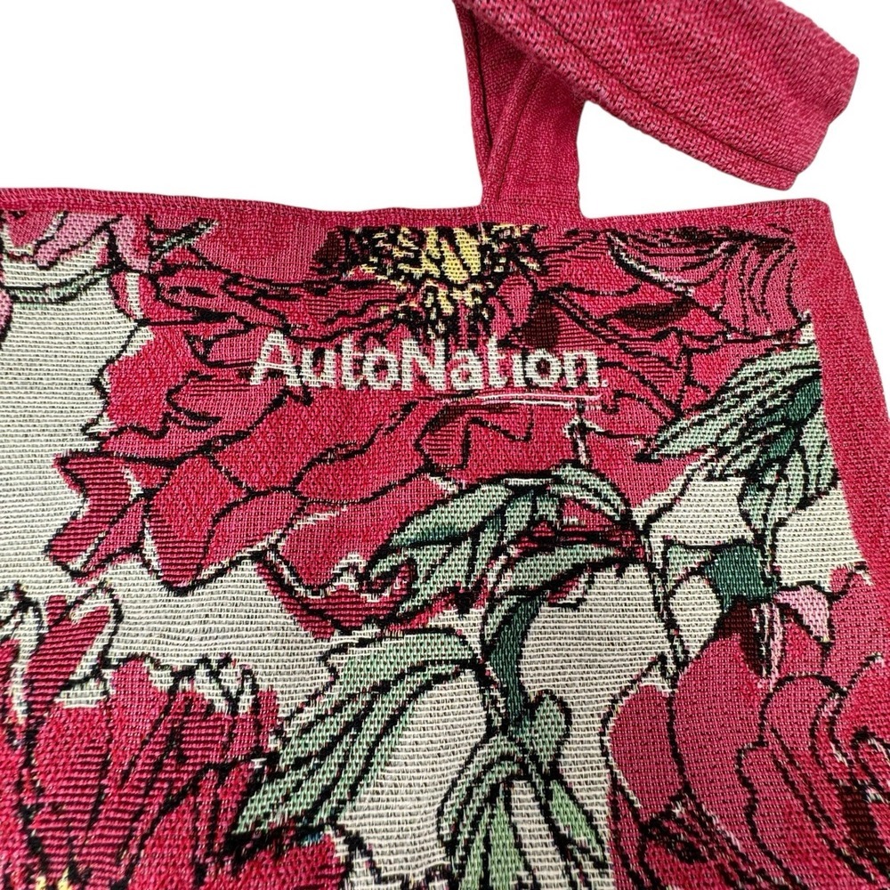 Auto Nation Tote For Hope Pink Floral Tapestry Large Tote Bag 16"x16" - Picture 7 of 7